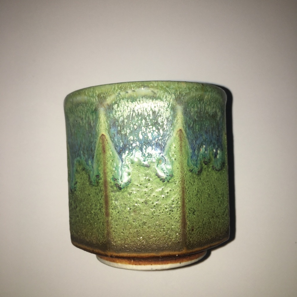 Teavana Octagon Drip Glaze Stoneware Tea Cub Mud  Made in Japan